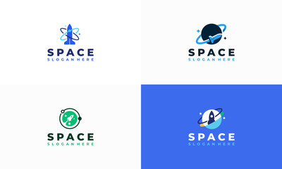 Set of Spaceship Logo designs concept vector, Rocket with Planet logo designs icon template