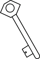 key and keyway line art, black outline, vector and illustration