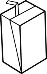juice box line art, black outline, vector and illustration