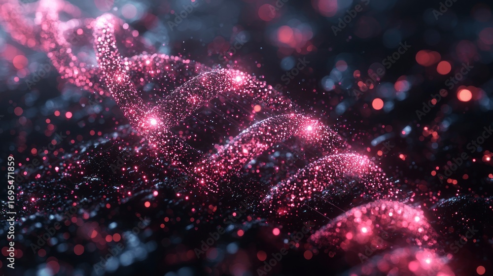 Aufkleber glowing helix particle trail on dark background