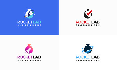 Set of Rocket Lab Logo designs concept vector, Space Research logo template