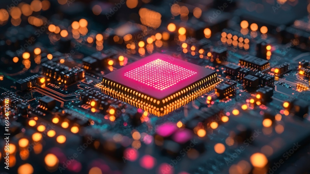 Poster illuminated central processing unit on circuit board (3)