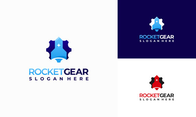 Rocket Gear Logo designs concept vector, Spaceship logo template
