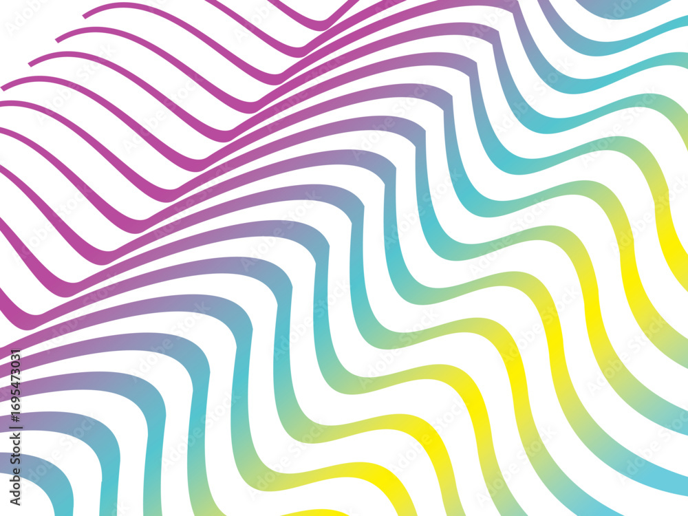 Aufkleber abstract vector white background with colorful dynamic flowing wave pattern, suitable for modern dig