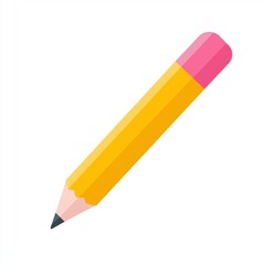 Minimalist yellow pencil icon vector illustration with red eraser