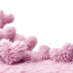 Pink fluffy shapes against black background creates a soft, unique and artistic composition