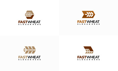 Set of Fast Wheat Logo designs concept vector, Wheat Food nutrition logo template