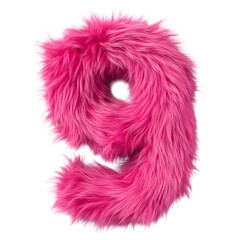 Vibrant pink furry number nine against black background for playful designs
