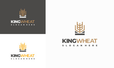 King Wheat Logo designs concept vector, Royal Grain Wheat logo template