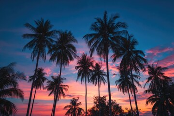 Naklejka premium Palm trees silhouettes at sunset (2)