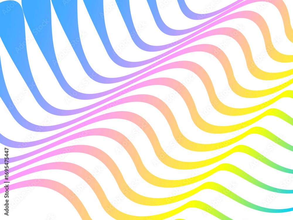 Aufkleber abstract vector white background with colorful dynamic flowing wave pattern, suitable for modern dig