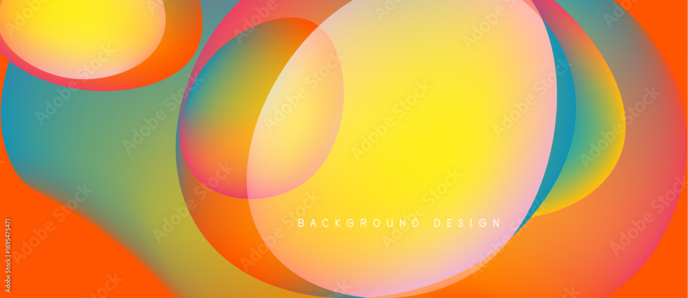 Aufkleber abstract colorful shapes overlap creating vibrant fluid design. warm tones dominate with cool accent