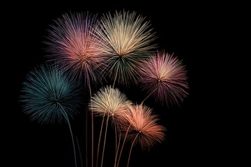 Colorful fireworks bursts against black