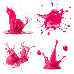 Captivating Collection of Vibrant Pink Liquid Splashes on a Dark Background