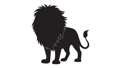 A black colour Lion illustration on White Background