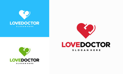 Love Doctor Logo designs concept vector, Doctor App Logo icon template