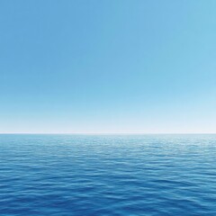 Obraz premium Vast expanse of azure ocean meeting a clear blue sky
