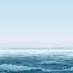 Calm, misty ocean scene