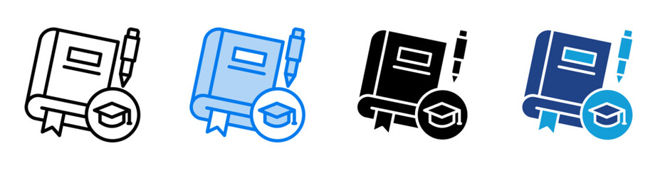 Dissertation icon set multiple style collection