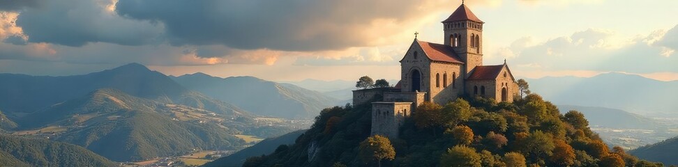 Fototapeta premium A majestic church stands tall, resembling a formidable citadel, its stone walls and towers reaching towards the heavens The image evokes strength, history, and spiritual refuge , citadel, ancient