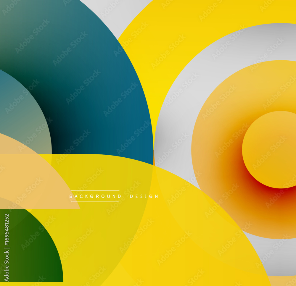 Poster abstract geometric composition. overlapping circles create vibrant color gradients, modern design el