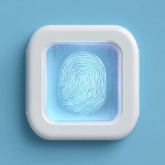 White square icon with glowing fingerprint