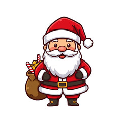 A cute cartoon Santa Claus logo with cheerful smiling expression, rosy cheeks, and playful design using bright festive colors
