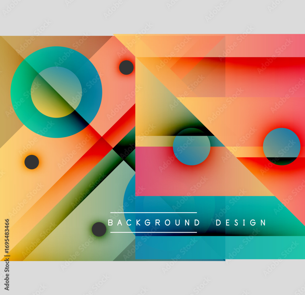 Leinwandbilder abstract geometric composition. overlapping shapes, vibrant colors create dynamic visual effect. mod
