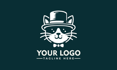 A stylized illustration of a cat wearing a top hat, sunglasses, and a bow tie.