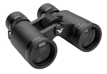 Black pair of binoculars for birdwatching and outdoor activities isolated PNG with Transparent Background