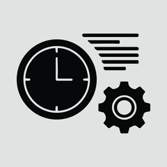 Silhouette clock gear and text lines deadline project vector illustrator