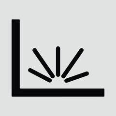 Fototapeta premium Silhouette corner with radiating lines simple minimalist vector illustrator