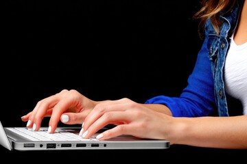 Close-up of hands typing on laptop (4)