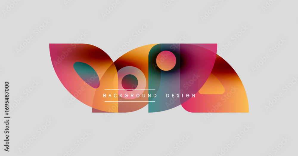 Poster abstract colorful shapes overlap, creating dynamic background design. modern style, vibrant hues, si