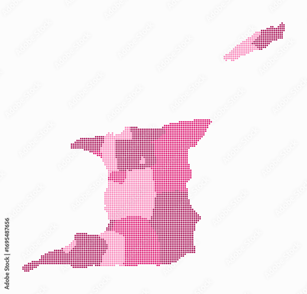 Poster trinidad and tobago dotted map. digital style map of the country on white background. trinidad and t