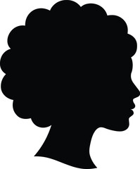 Curly Hair – Minimal Vector Female Hairstyle Silhouette