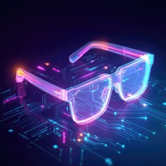 Glowing glasses on a circuit board