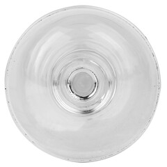 Bottom View of Drinking Glass on Clean White Surface
