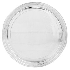 Bottom View of Drinking Glass on Clean White Surface