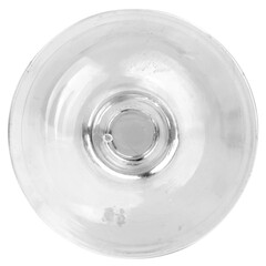 Bottom View of Drinking Glass on Clean White Surface