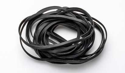 Black rubber bands in a coil