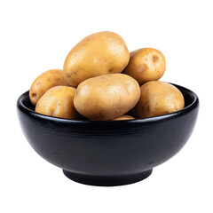 Bowl of Fresh Potatoes on a Black Background, Illustrating Healthy Eating