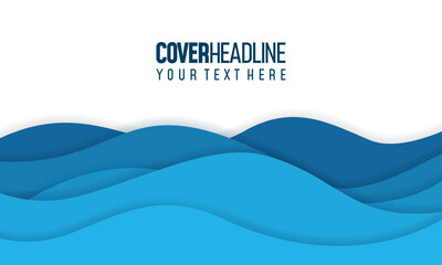 Blue papercut design background with overlap layer, 3D papercut background Vector