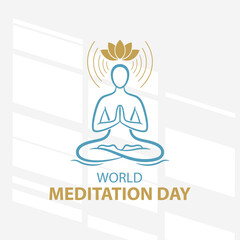 The flat design concept for World Meditation Day poster focuses on simplicity, elegance, and ease of recognition. Vector Sign for Banner, Logos, Labels and Icons.