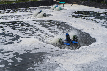 Water hydraulic turbine for water treatment and circulation of oxygen. Used in large fish pond in...
