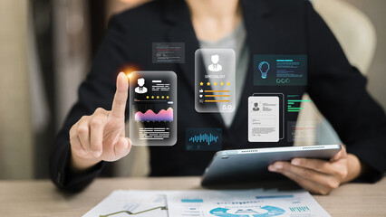 Digital Resume and Specialist Rating Hologram with Business Technology Interface