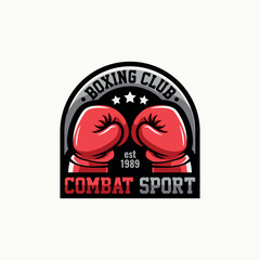 Combat Sport Boxing Logo with red boxing gloves