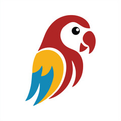 Colorful Cartoon Parrot Head Illustration Icon