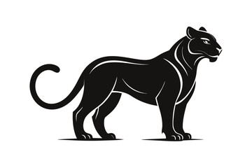 Obraz premium Vector illustration of a black cat and black panther animal silhouette