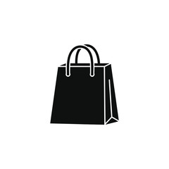 An empty black paper shopping bag with handles is isolated on a white background